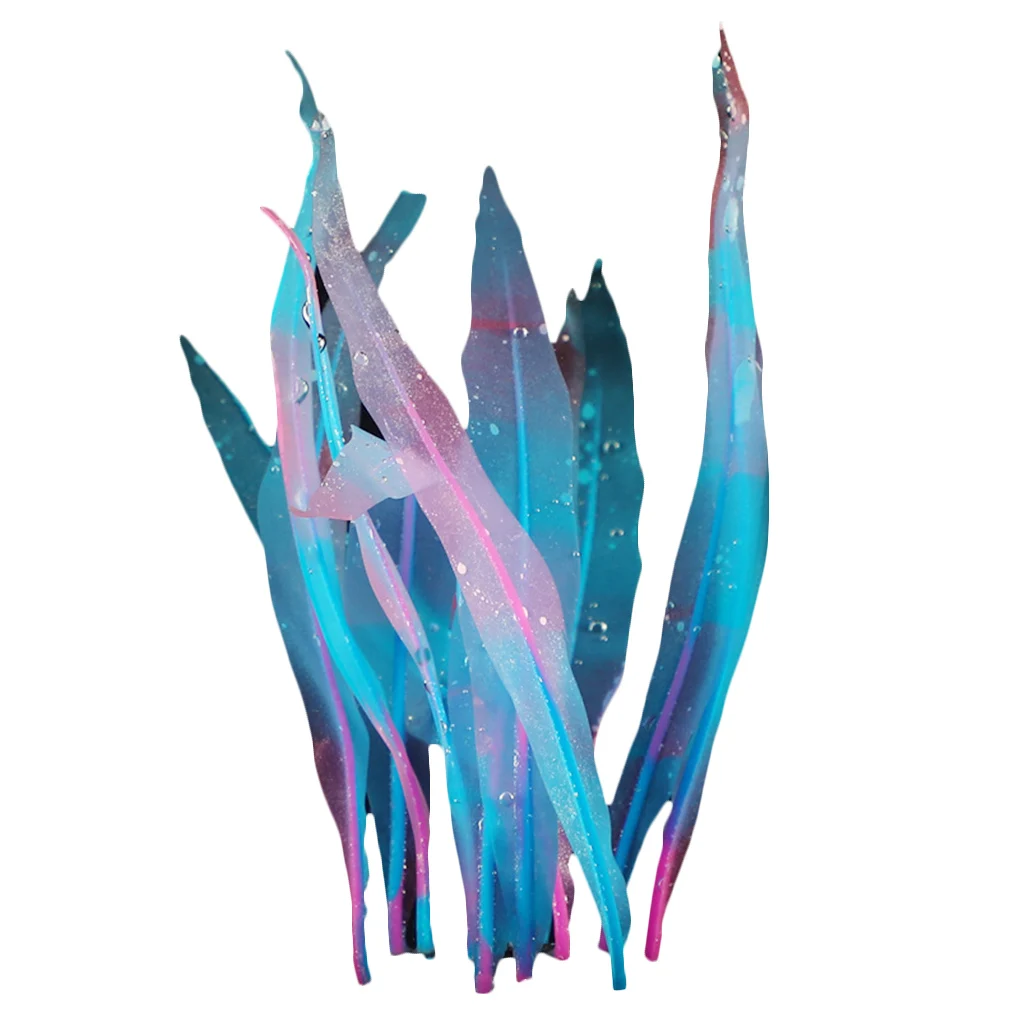 

Decorative Soft Seaweed Artificial Silicone Kelp Ornament Glowing Effect Fish Tank Aquarium Landscaping Decor