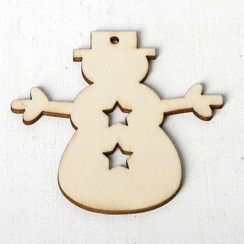 

10 Pcs Christmas Tree Decoration Ornaments Small Pendant Wood Chip Hanging Gift