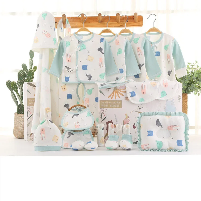 

Autumn and Winter New Kid Clothes Pure Cotton Cute Cartoon Printing Comfortable Baby Full Moon Newborn Set Without Box XB118