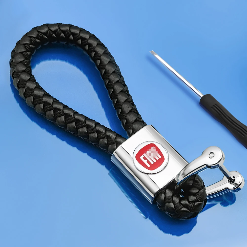 

Car logo keychain braided rope metal car key business pendant for FIAT- Panda Bravo Punto Linea Croma 500 595 Ducato Tipo