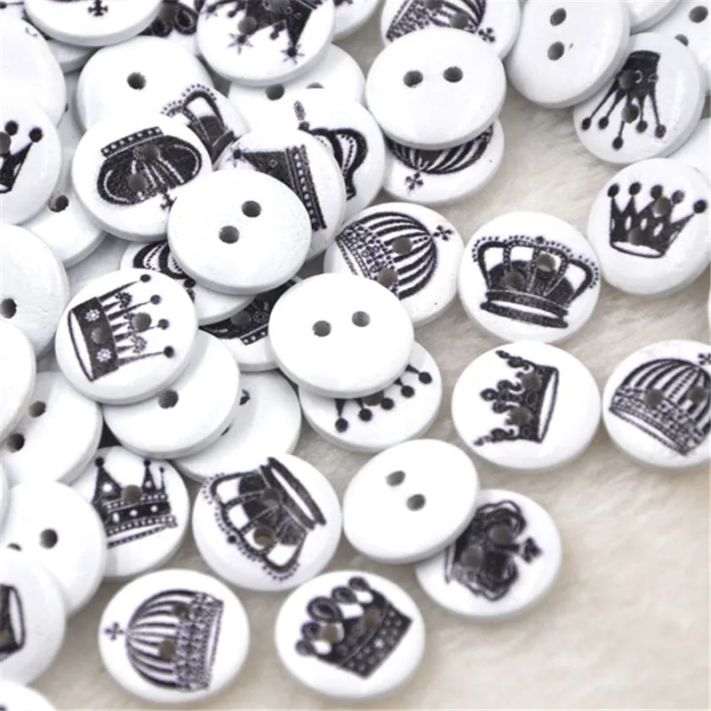 

New 50pcs Imperial crown Pattern Wooden Buttons Fit Sewing and Scrapbook WB329