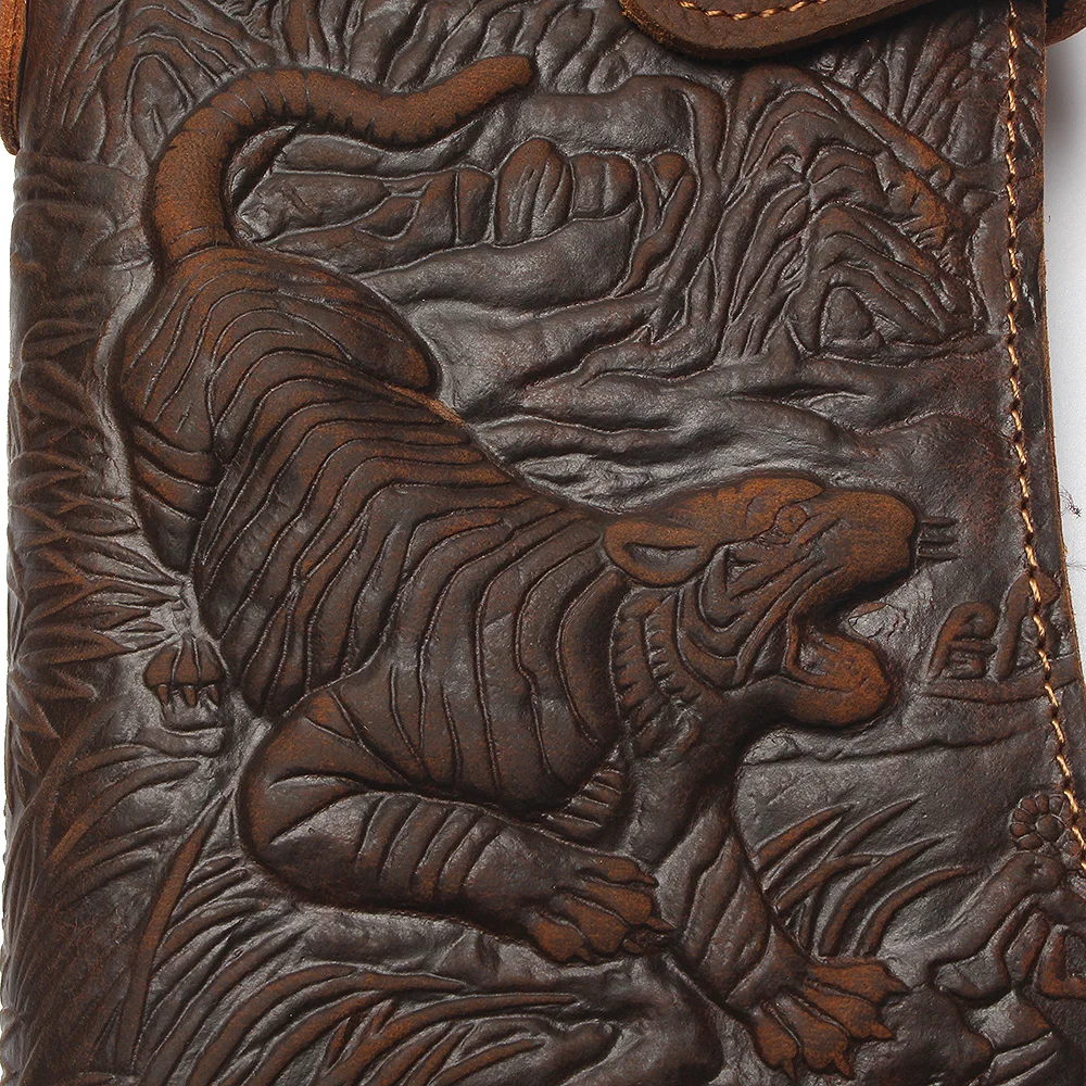 Мужской винтажный кошелек с цепочкой и пряжкой на ремне Длинный из 100%