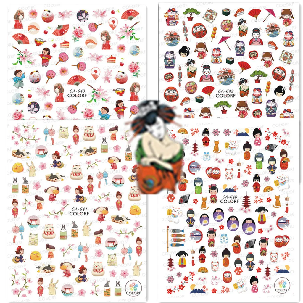 

Newest Japan Russian Dolls Design Self Adhesive Decal Slider DIY Decoration Tool Nail Art Sticker CA640 641 643