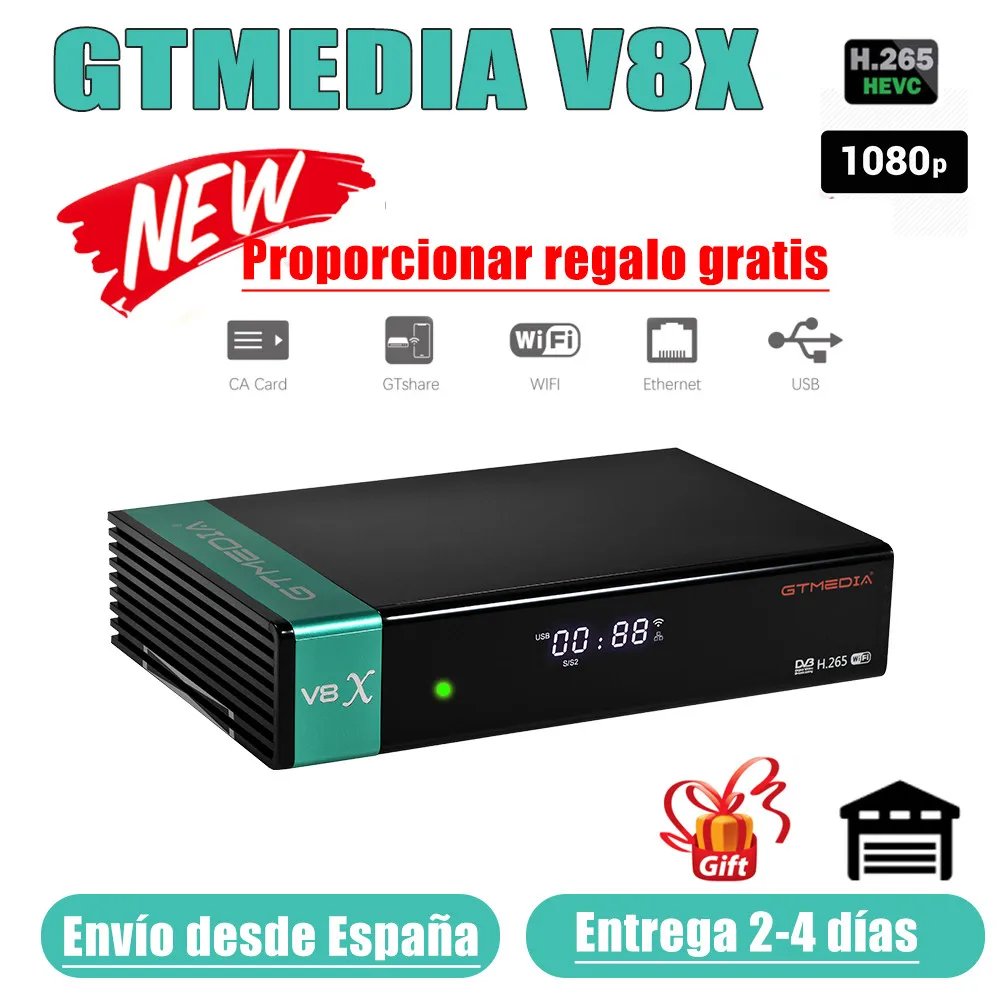 

GTMedia V8X Full HD 1080P DVB-S/S2/S2X odbiornik satelitarny soporte técnico de CA PowerVu Bisskey H.265 wbudowana aktualizacja