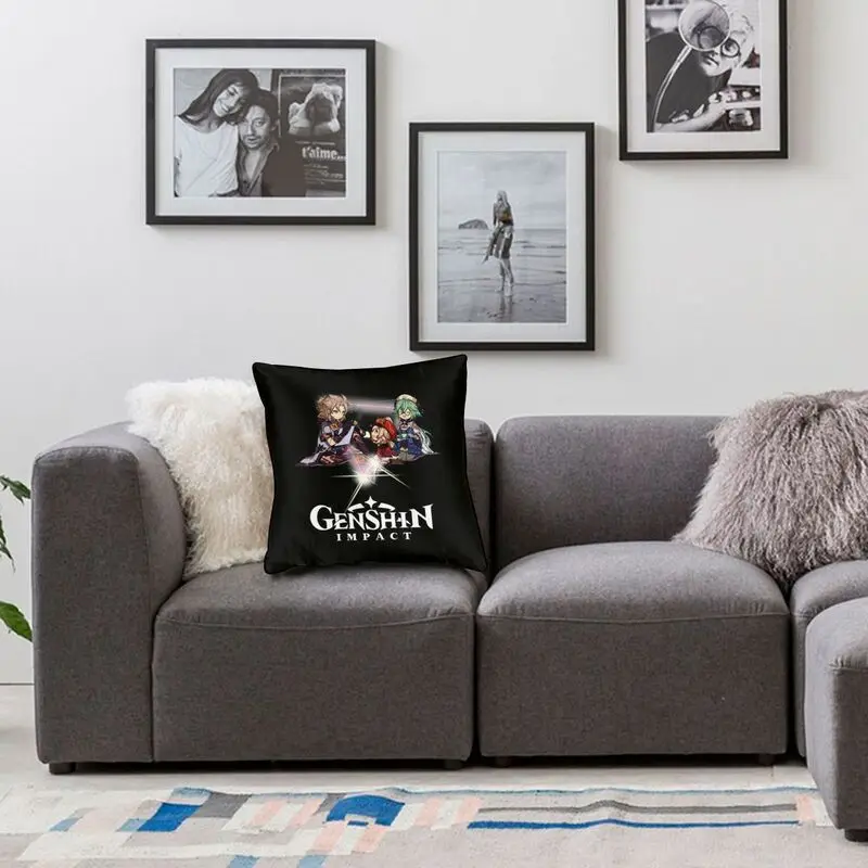 

Genshin Impact Chibix Albedo Sucrose Klee Cushion Cover Throw Pillow Case for Living Room Fashion Pillowcase Decoration