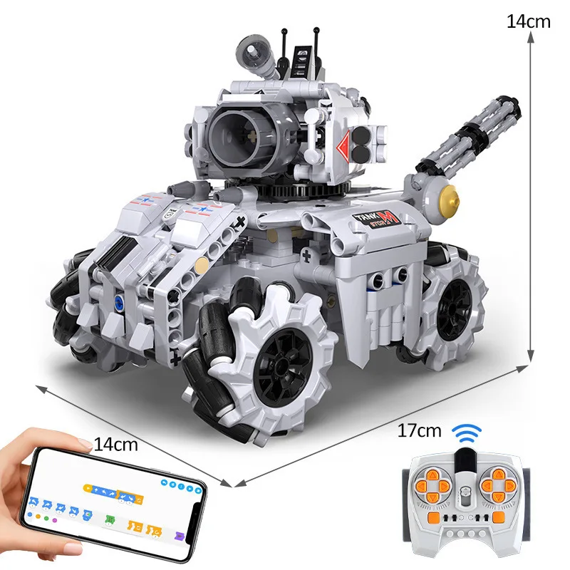 Military Series Storm Tank Programming APP Electric RC Vehicle Model 501PCS Building Blocks Brick Toys Kids Birthday Gift Set | Игрушки и