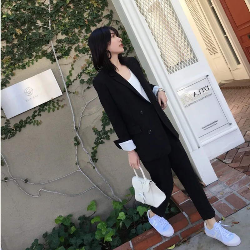 

Autumn Work Fashion Pant Suits 2 Piece Set for Women Blazer Jacket & Trouser Office Lady Slim Casual Spring Summer