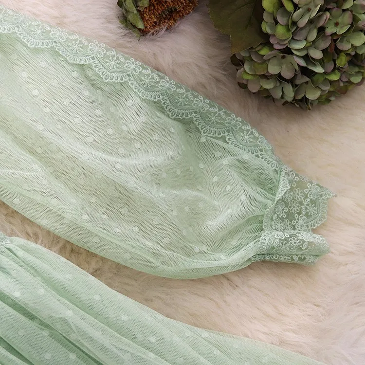 V-neck Puff Sleeve Mesh Midi children Girls Dress Plus Size Fairy Tulle Lace Teenager Elegant Long Vestidos 12-20Y | Детская одежда и