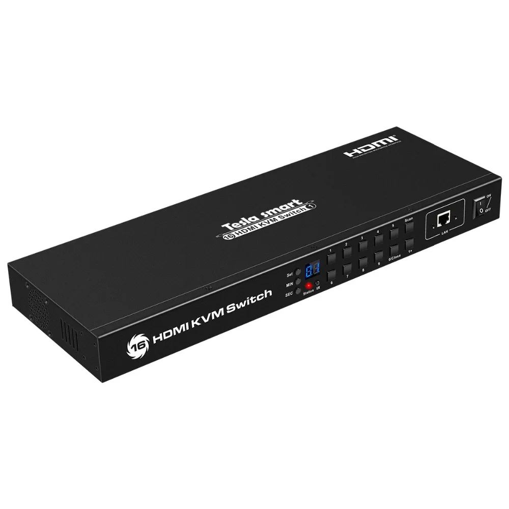 KVM коммутатор 16 портов USB HDMI KVM коммутатор 16 в 1 выход KVM HDMI Коммутатор 16x1 поддержка 4k@ 30 Гц RS232 LAN 2 шт. стойки уши стандарт 1U
