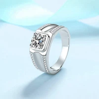 trendy 1 carat d color moissanite rings for men top quality 100 925 silver diamond test real moissanite ring wedding jewelry