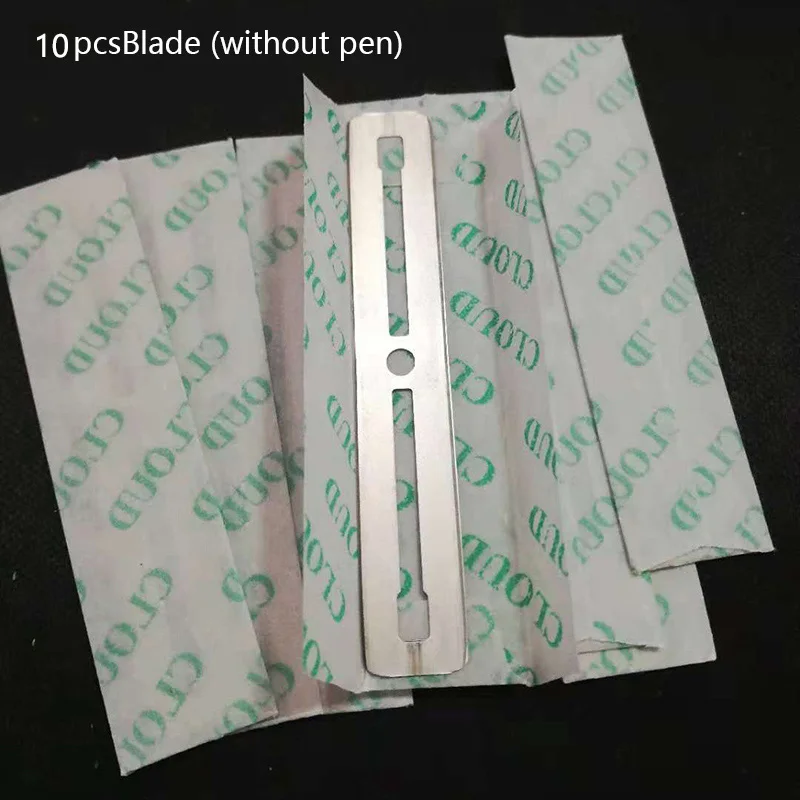 10Pcs Blades Прическа ручка с гравировкой+ 10 шт. лезвия профессиональные триммеры для укладки волос брови для бритья салонные аксессуары для прически - Цвет: 10Pcs Blades