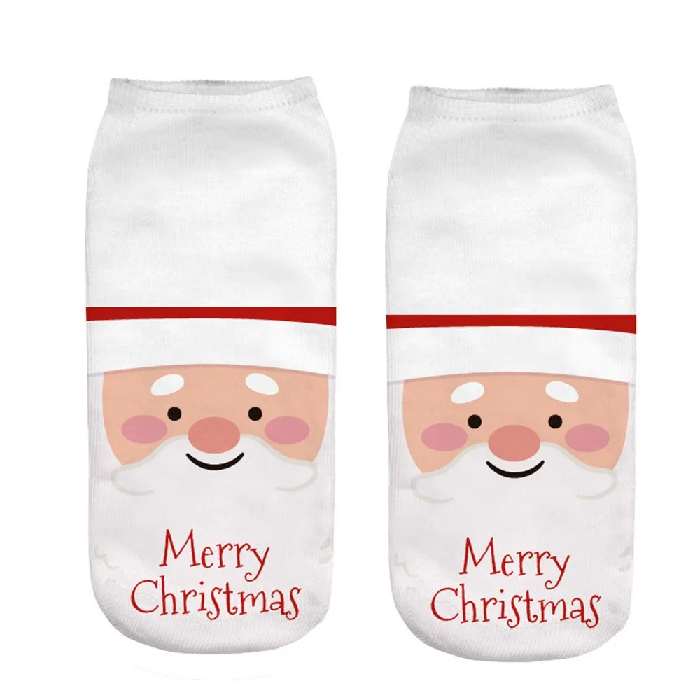 Женские забавные рождественские короткие носки с объемным принтом забавным