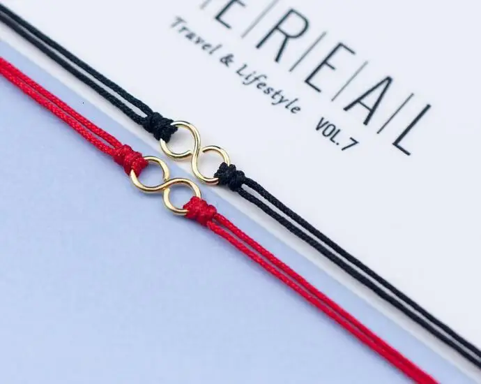 Ретро 1 шт. 100% реальные Двухрядный красный и черный шнур вечная