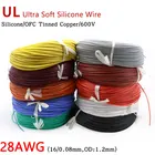 Силиконовый провод 28AWG 0,08 мм, квадратный изолированный гибкий электрический кабель, термостойкий, луженая медь, силикагель, мягкий шнур сделай сам, испытательная линия