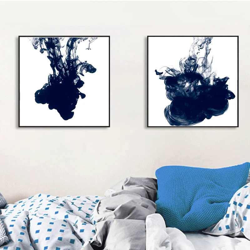 Новый китайский темно-синий и белый чернила Жидкостная Диффузия траектория