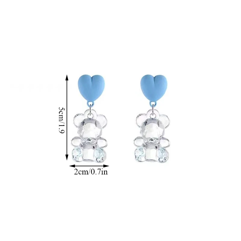

Fashion Transparent Resin Color White Bear Earrings Girl Creative Cute Stud Earrings Casual Accessories Sweet Niche Earrings