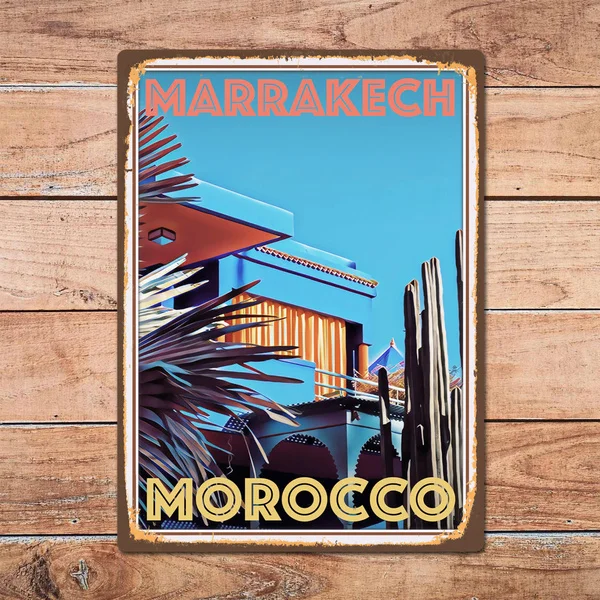 

Metal Plaque Marrakech Morocco Travel Poster Tin Sign Home Bedroom Club Club Hotel Wall Decoration Retro Metal Plate 12*8 Inch