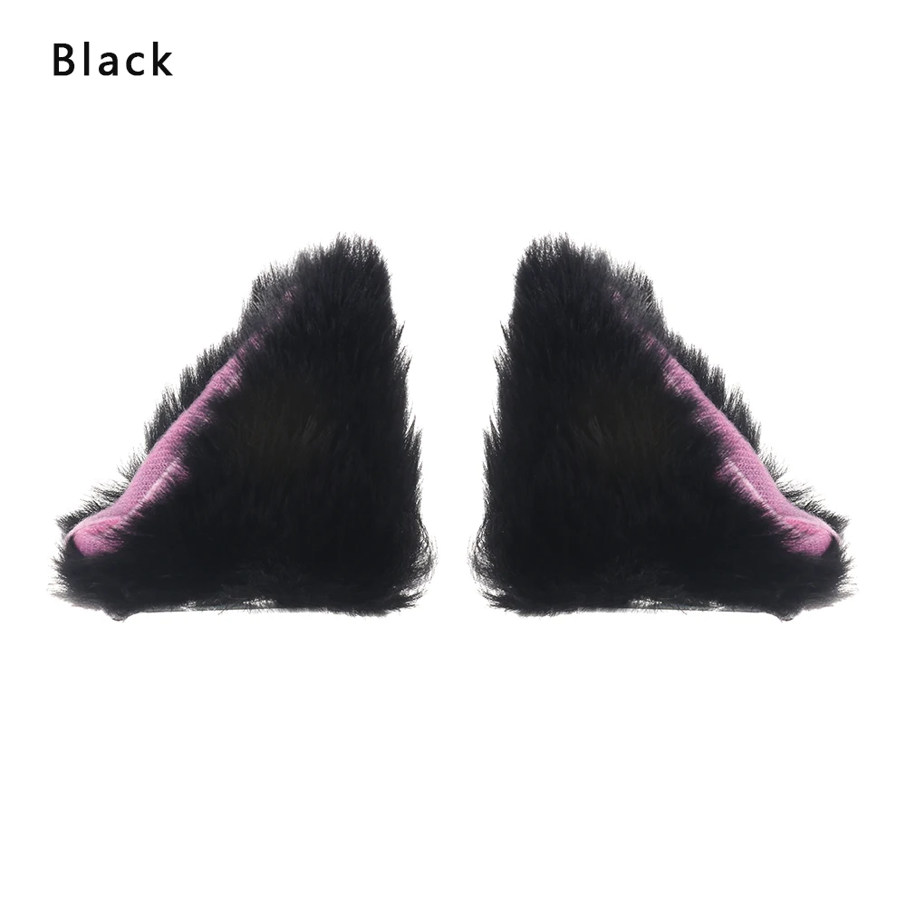 1-black 1 пара, косплей, вечерние, плюшевые, с кошачьими ушками, на клипсах, длинные меховые уши, костюм, заколка для волос, на Хэллоуин, вечерние, Мультяшные заколки для волос - Цвет: 1-black