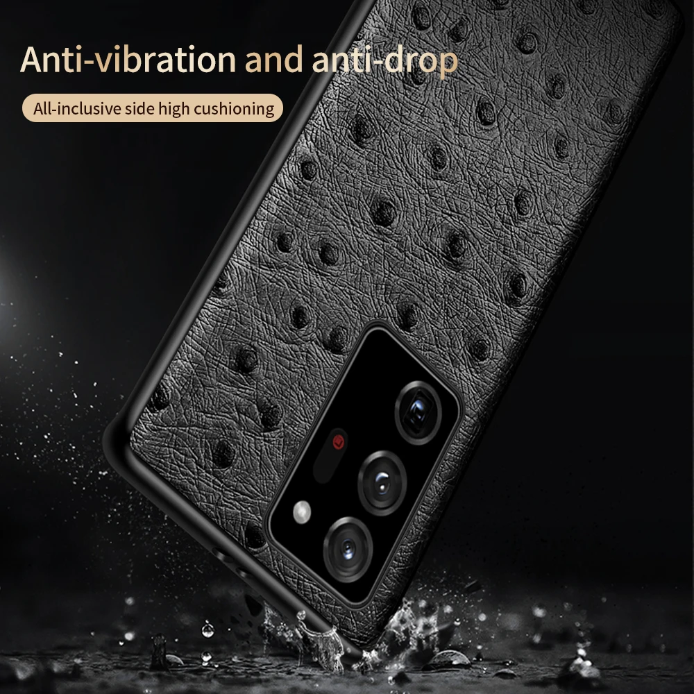 LANGSIDI Leather case For Samsung Galaxy note 20 ultra 10 plus S22 s20 ultra s20fe S21 a32 a52 a71 s10 lite Ostrich thin covers