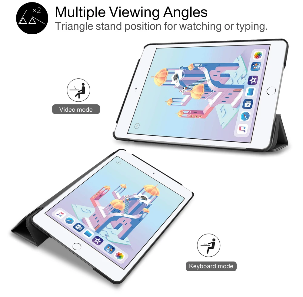 Чехол для iPad Mini 1 2 3 из искусственной кожи силиконовый чехол для планшета для iPad Mini 4 5 трехслойный чехол-подставка для сна