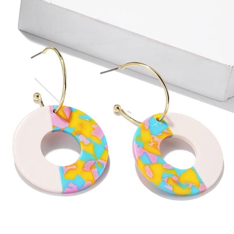 Laramoi большие круглые акриловые Женские Висячие серьги модные геометрические