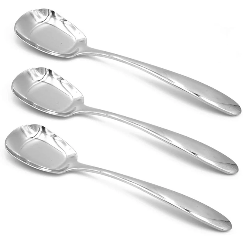 

Stainless Steel Soup Spoons,Table Spoons,Dinner Spoons,Rice Spoons,Special Square Design,Mirror Polish, Set of 3