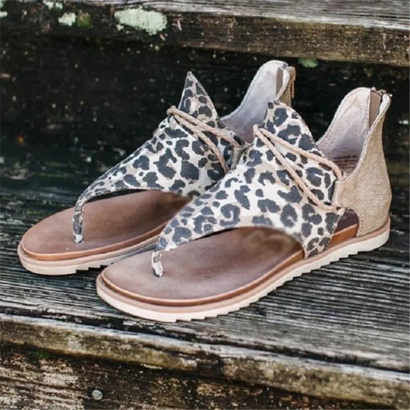 2020 Women Sandals Leopard Print Summer Shoes Large Size Andals Flat Womens | Обувь