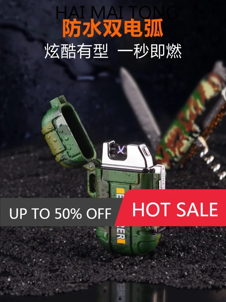 New F12 outdoor f water camouflage charging USB double arc electronic cigarette lighter | Lighters
