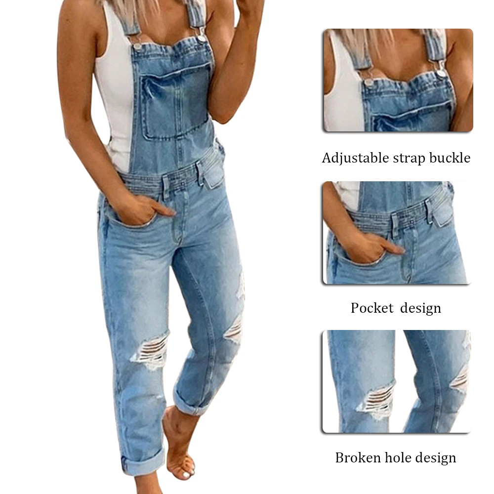 

Fashion Women Ladies Baggy Denim Jeans Bib Full Length Pinafore Dungaree Overall Solid Loose Causal Jumpsuit Pants