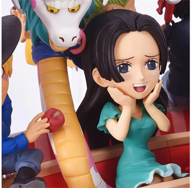 

Red Blue One Piece Figure Luffy Roronoa Zoro Nami Chopper in a Carriage Christmas Snow Car Action Anime Figures collect toy gift