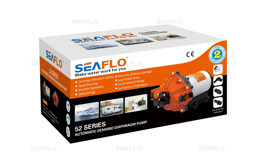 Мембранный насос SEAFLO серия 52 постоянный ток 12 В/24 В 3 0 20 ЛПМ 17 70PSI для пресной воды