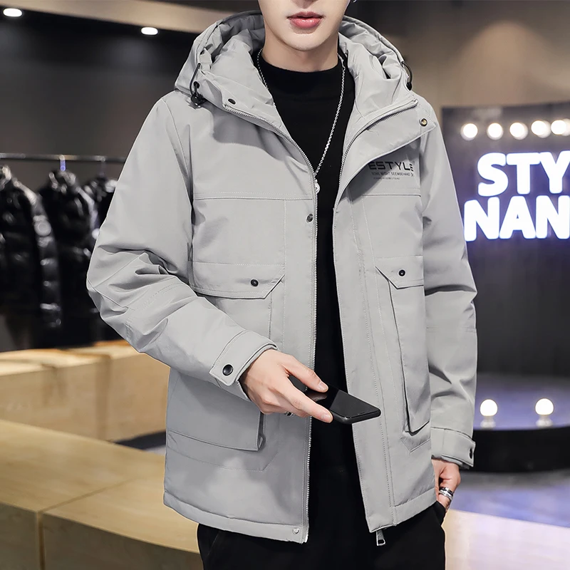 Down jacket Men's short thickened 2021 handsome youth trend coat white eider down jacket High quality 90 White duck down brand