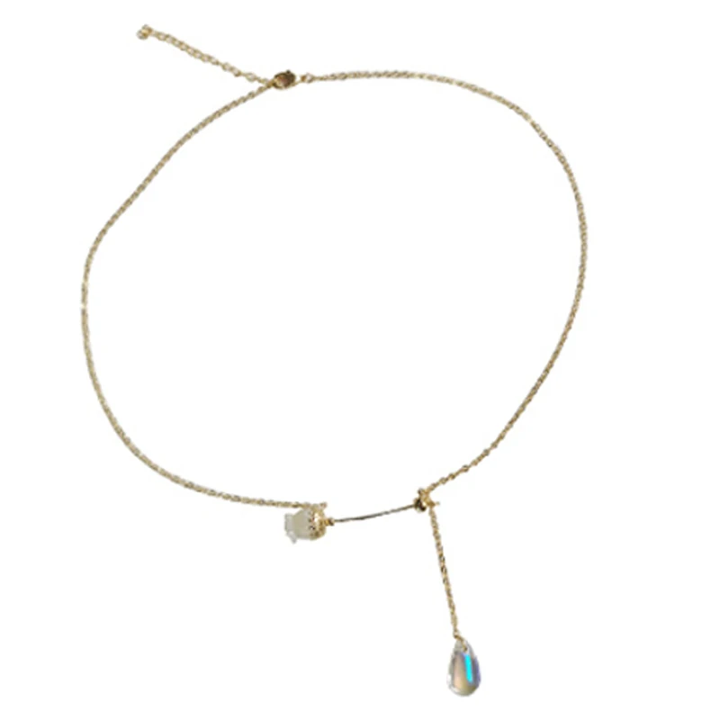 

Metal White Rose Water Droplets Pendant Necklace Restore Ancient Ways Vogue Sweet Women Jewelry Wholesale Chain Long Chains