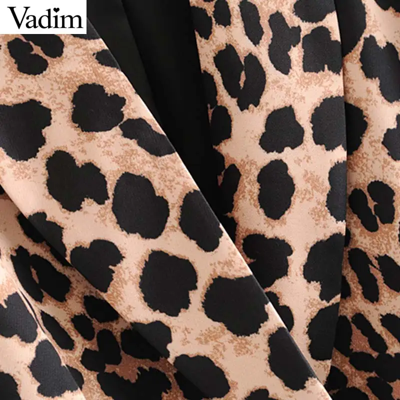 Женский блейзер с леопардовым принтом Vadim Повседневная Верхняя одежда карманами