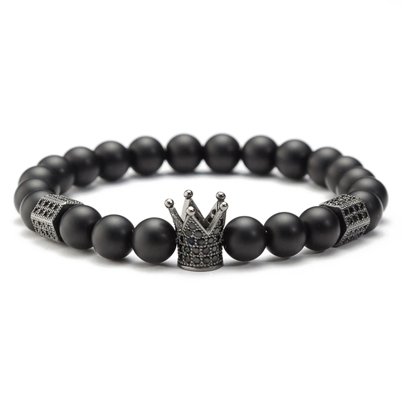 

New Skull Skeleton Hematite Stone Skull Bangle Bracelets Men Bracelet Crown Bracelets Warrior Jewelry Men Jewelry Halloween