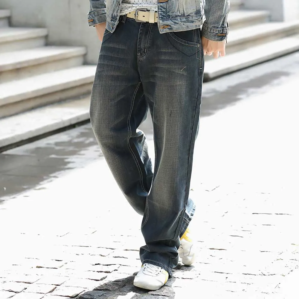 Fashion Baggy Jeans Men Casual Denim Stragith Plus Size Trousers Streetwear Skateboard Distressed Retro Pants Clothing