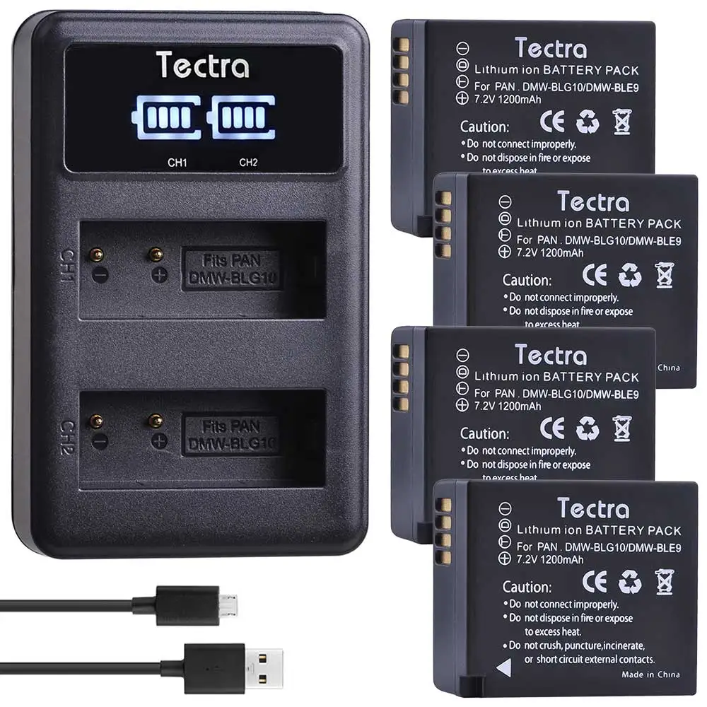4 шт. DMW-BLG10 BP-DC15 батарея + светодиодный USB двойное зарядное устройство для Panasonic Lumix GF6, GX7, GX80, GX85, GX7 Mark II, LX100, D-Lux (тип 109)