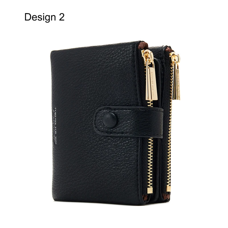 Design2 Black Модный женский кошелек из матовой кожи на молнии, кошелек для монет, Женский кошелек и маленький кошелек, женские кошельки, держатель для карт, короткие Carteras - Цвет: Design2 Black