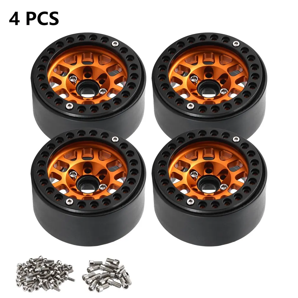 

4PCS Metal 1.9inch Beadlock Rim Wheel Hub Fit 1.9 Tires For Axial 1/10 RC Crawler SCX10 90046 SCX10 RC Car Parts
