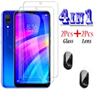 4-в-1 Note7 S Защита экрана из закаленного стекла для Xiaomi Redmi Note 7 Pro 7 S 7pro Note7pro Защитная пленка для объектива камеры