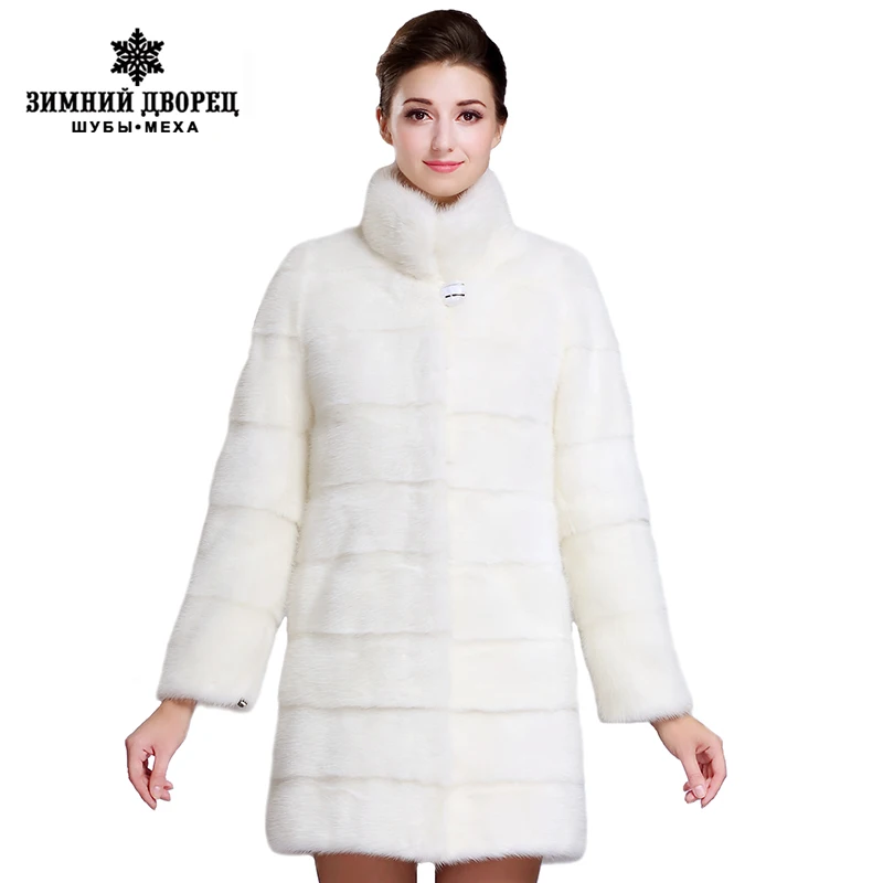 Новый стиль женская мода норковые шубы Натуральная кожа Мандарин воротник