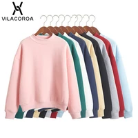 9 colors winter grey sweater round neck long sleeve velvet warm sweatshirts women korean black loose hoodies female casual coat