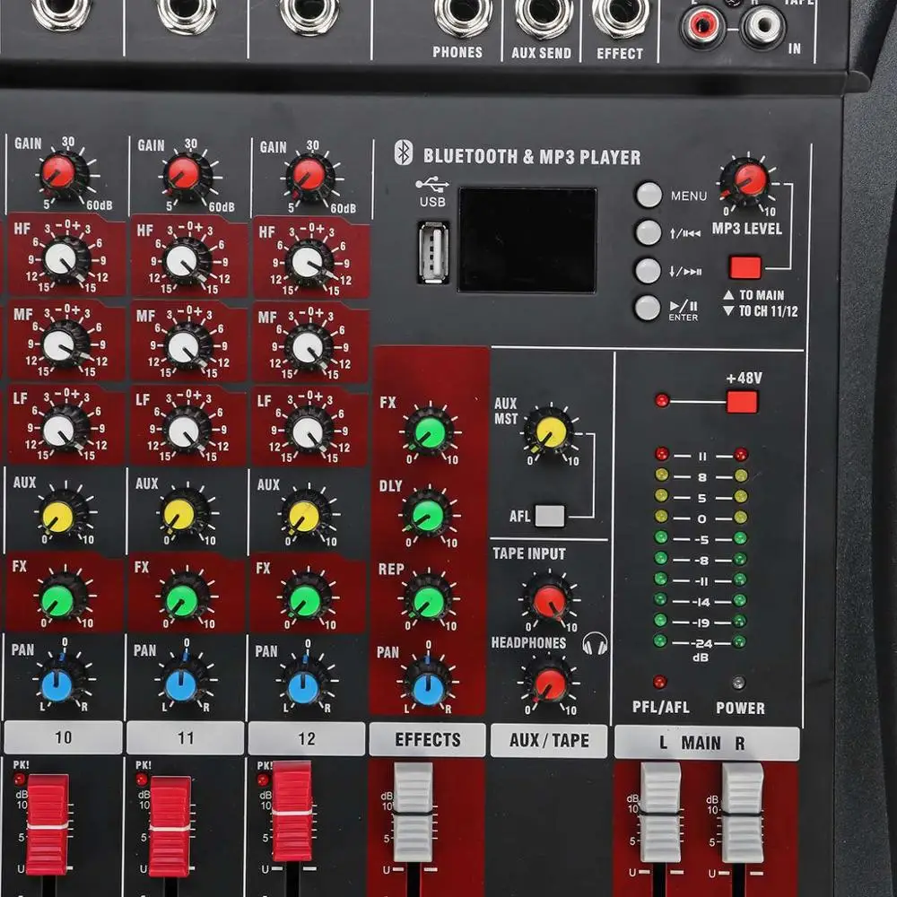 

High quality professional digital audio mixer with amplifier mixer BT USB function