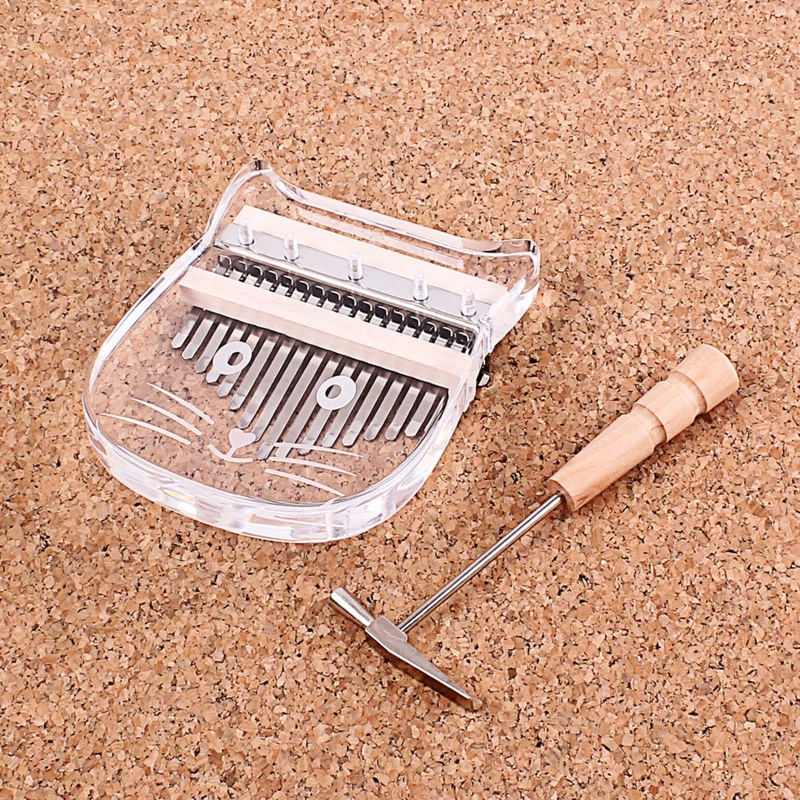 

24BD 17 Keys Cat Transparent Kalimba African Thumb Piano Beginner Musical Instrument Portable Finger Piano Boys Birthday Gift