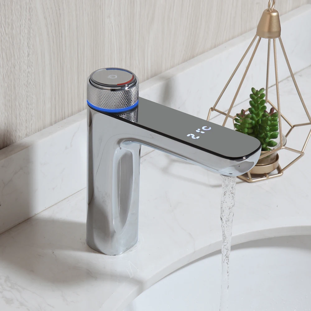 Смеситель для раковины ZAPPO черный кран с цифровым дисплеем хромированный горячей