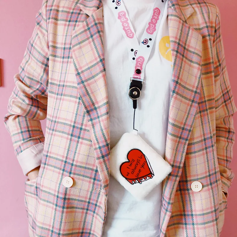 Корейский модный кошелек с вышивкой и надписью милый женский плюшевый Карманный