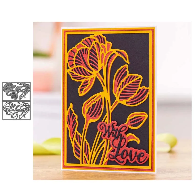 Металлические Вырубные штампы JC с большим фоном Цветочная рамка ручная работа