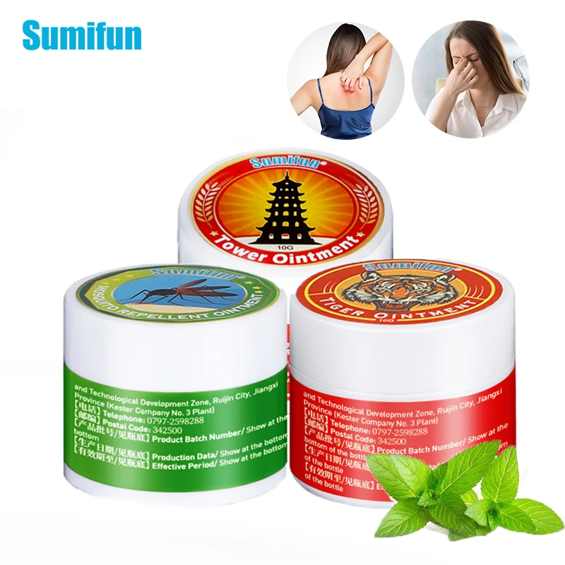 

3 типа, 10 г, Sumifun, оригинальная травяная мазь, искусственная живота, головокружение, тепловое удаление насекомых, травяное масло, уход за кожей