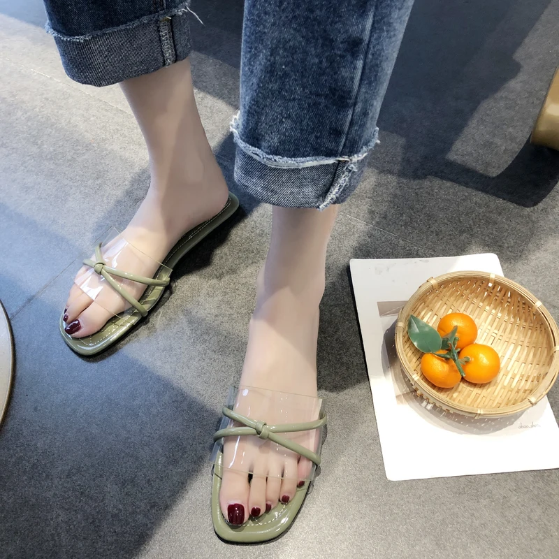 Шлепанцы женские летние пляжные сандалии без застежки шерстяные с жемчугом