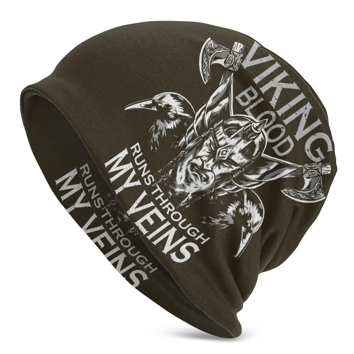 

Adult Men's Knit Hat Viking Blood Runs Through My Veins Vikings G Bonnet Hats summer casquette R339 Funny Unisex Knitting Hat